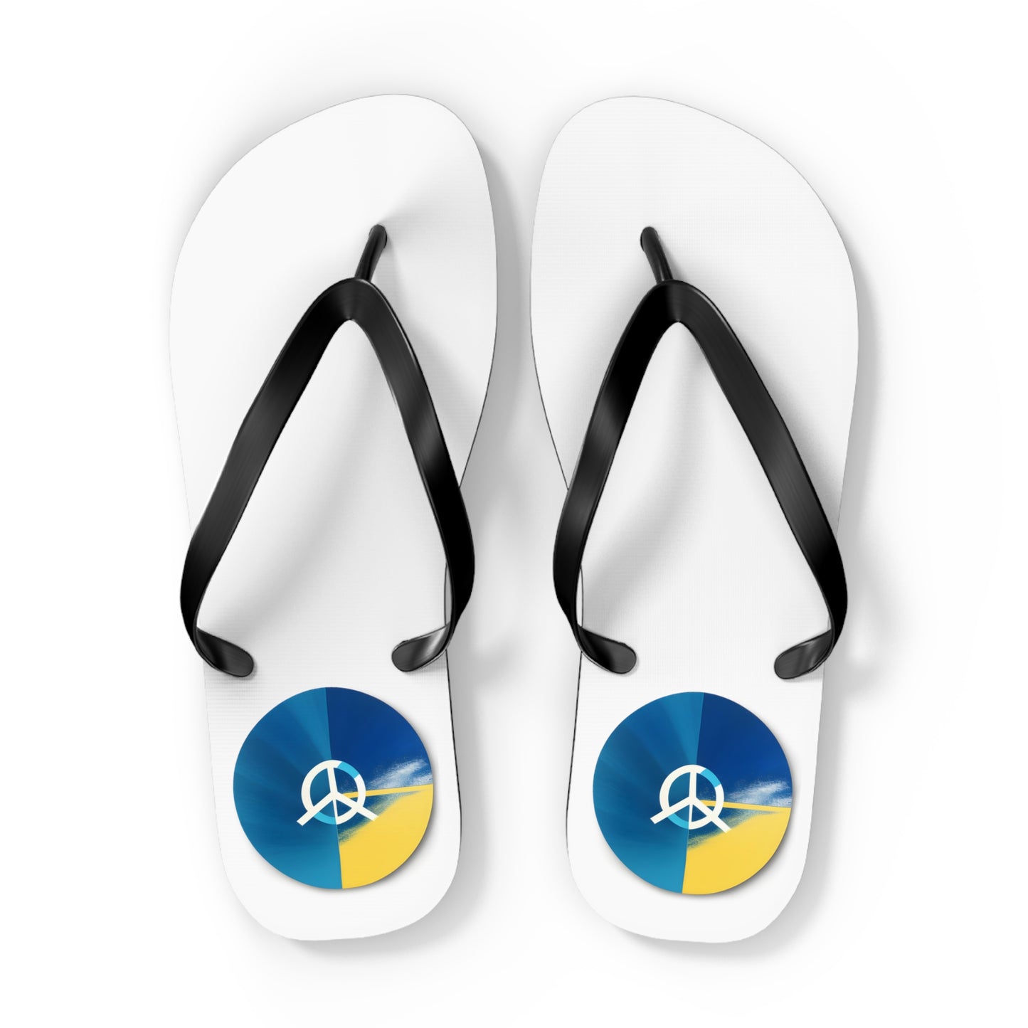 Peaceful Stride: AI Designed Peace Sign Flip Flops