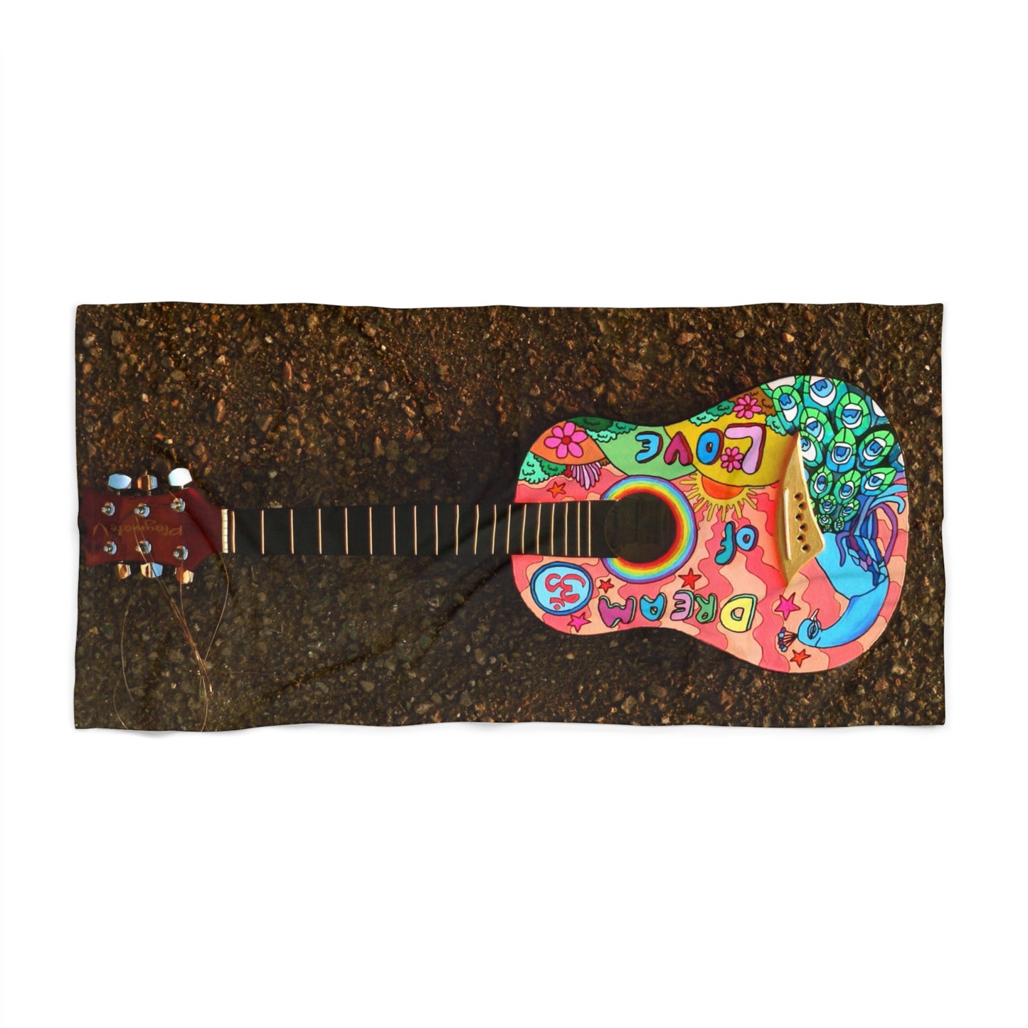 Peaceful Rhythms: Psychedelic Guitar Beach Towel