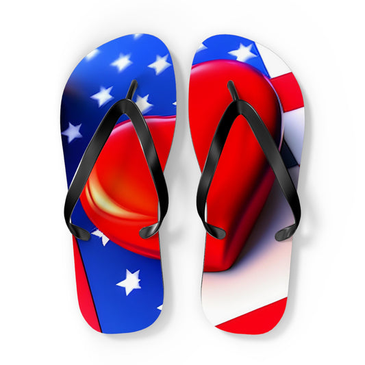 USA Pride in Every Step: Heart and Flag Flip Flops