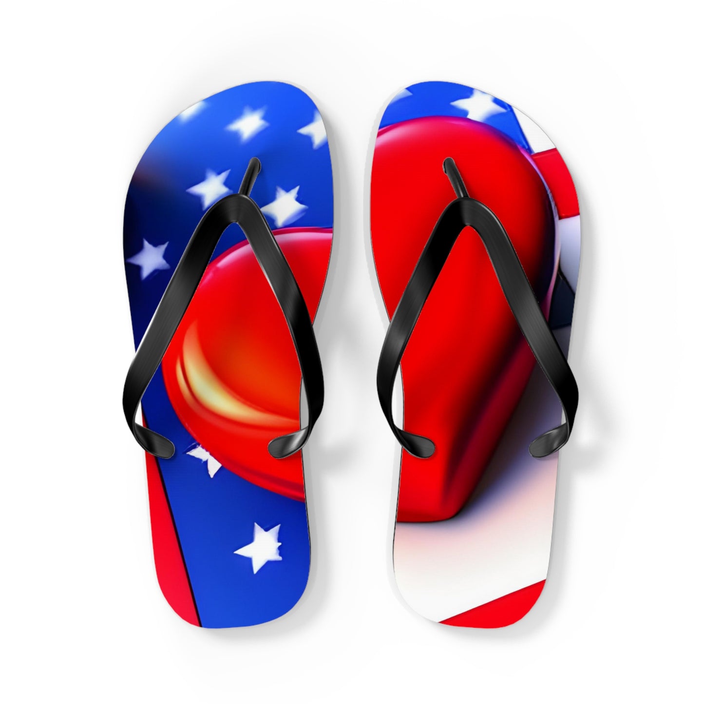 USA Pride in Every Step: Heart and Flag Flip Flops