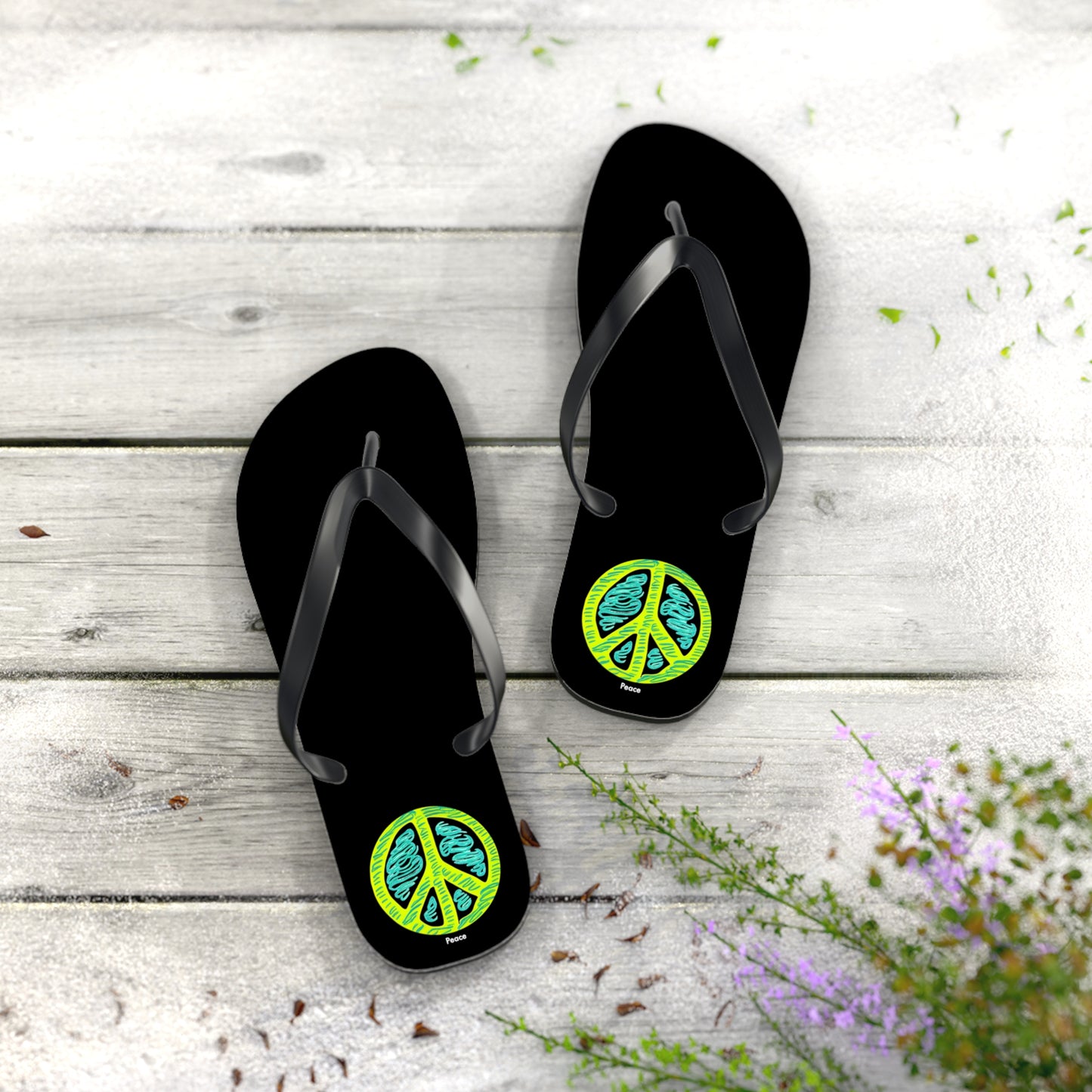 Tranquil Vibes: Pastel Peace Sign Unisex Flip Flops