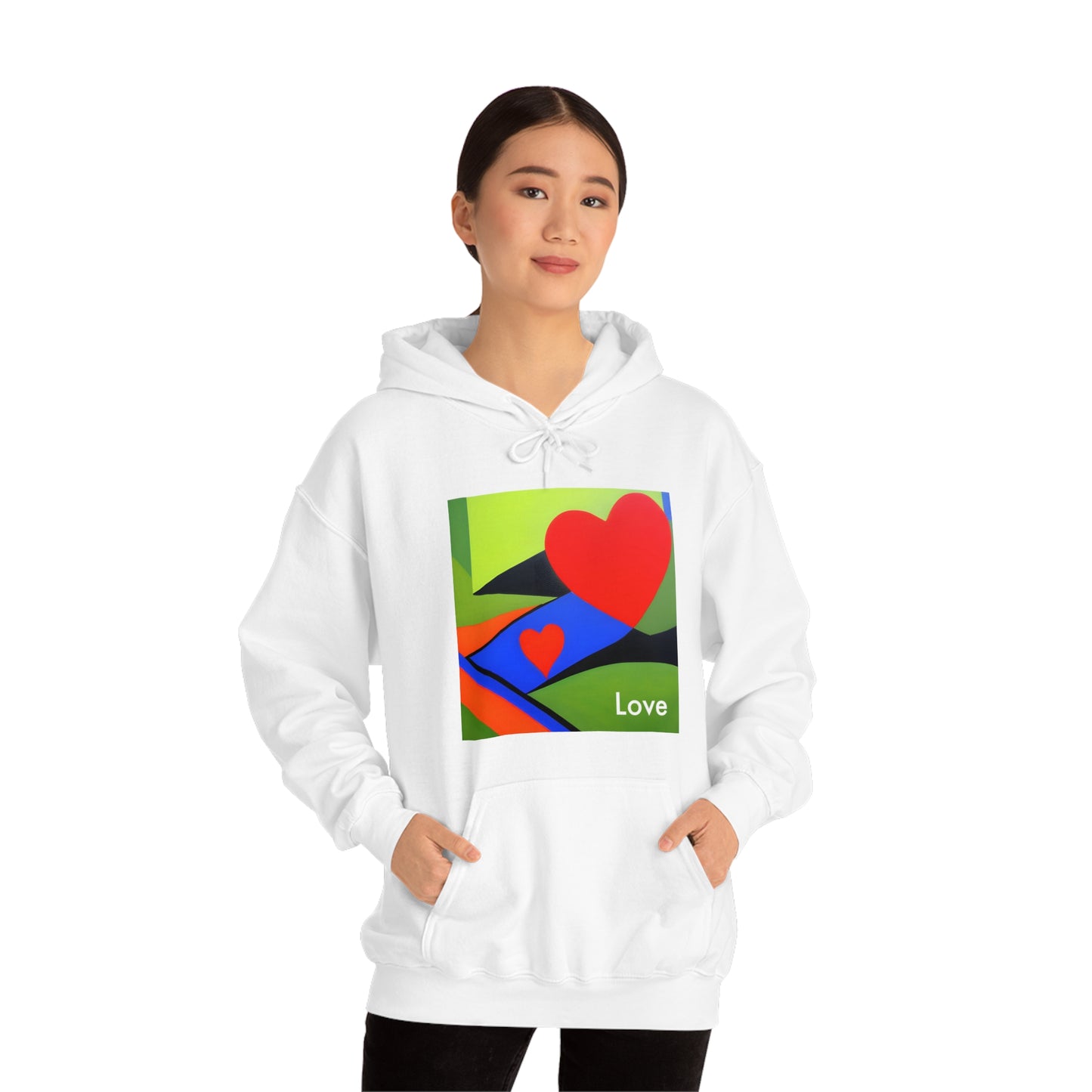 Modern Love Artistry: AI-Inspired Hooded Sweatshirt