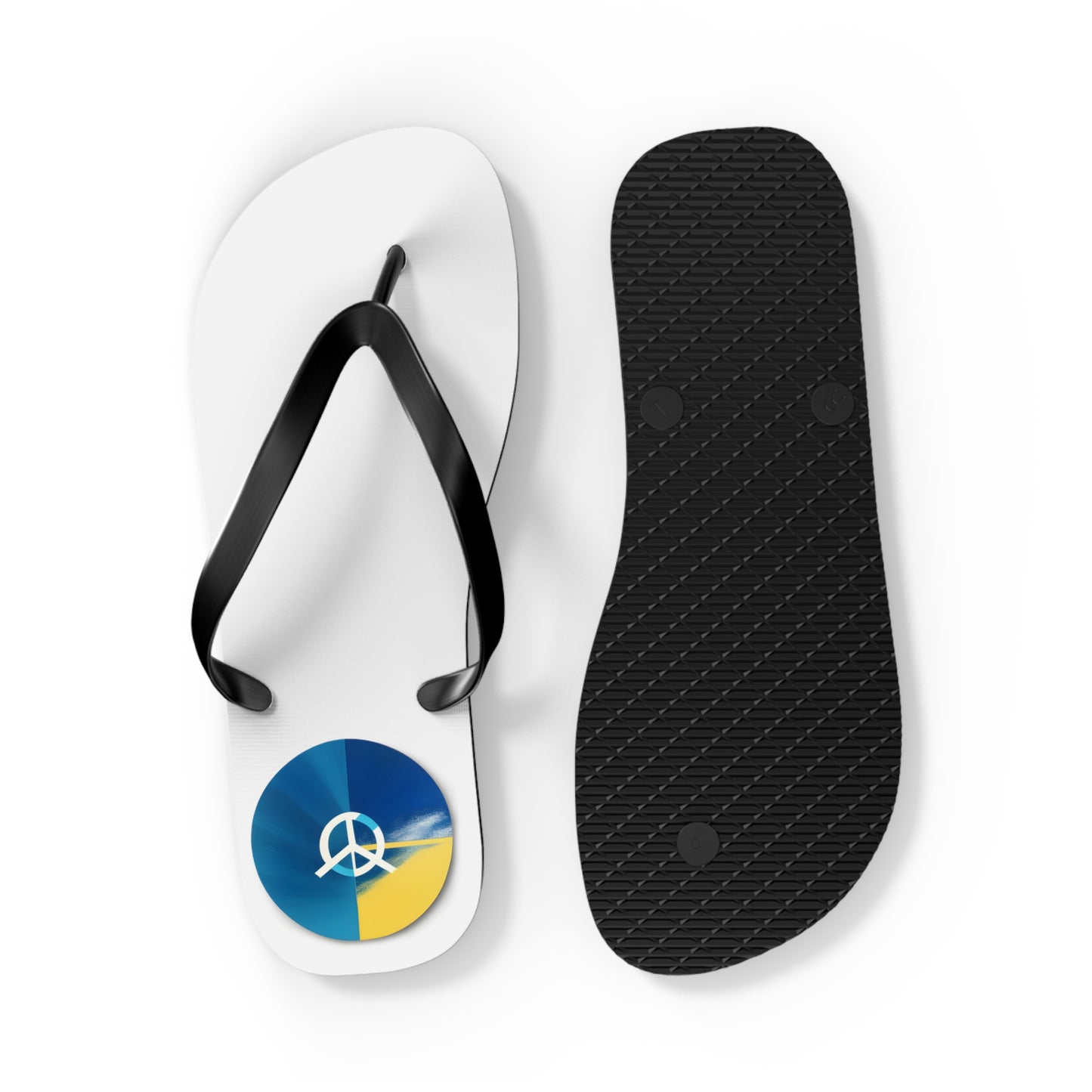 Peaceful Stride: AI Designed Peace Sign Flip Flops