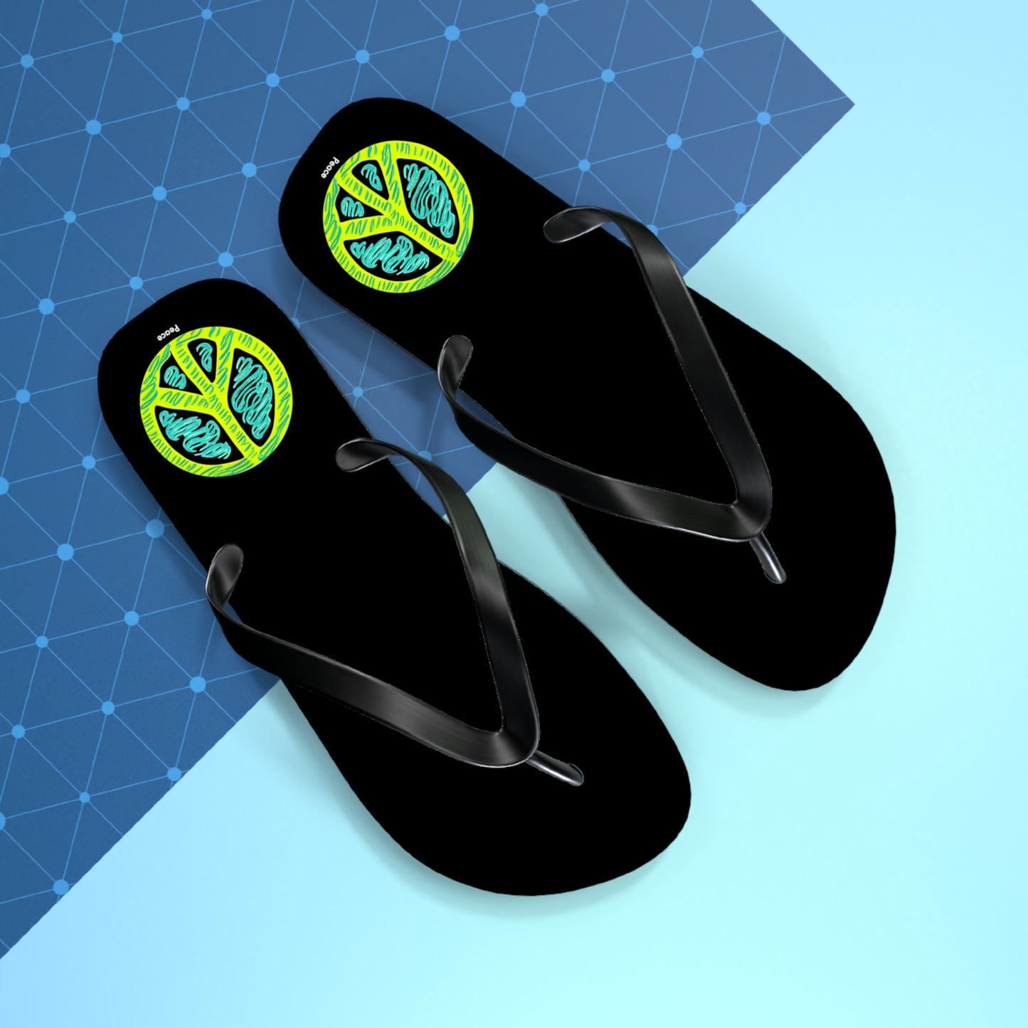 Tranquil Vibes: Pastel Peace Sign Unisex Flip Flops