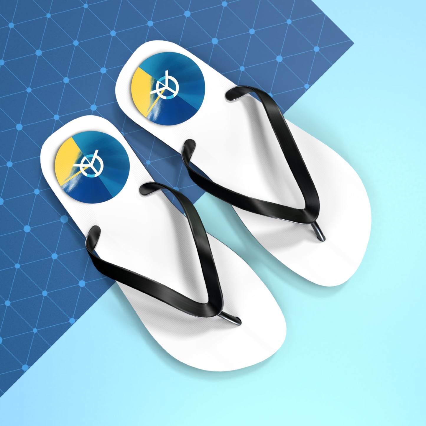 Peaceful Stride: AI Designed Peace Sign Flip Flops