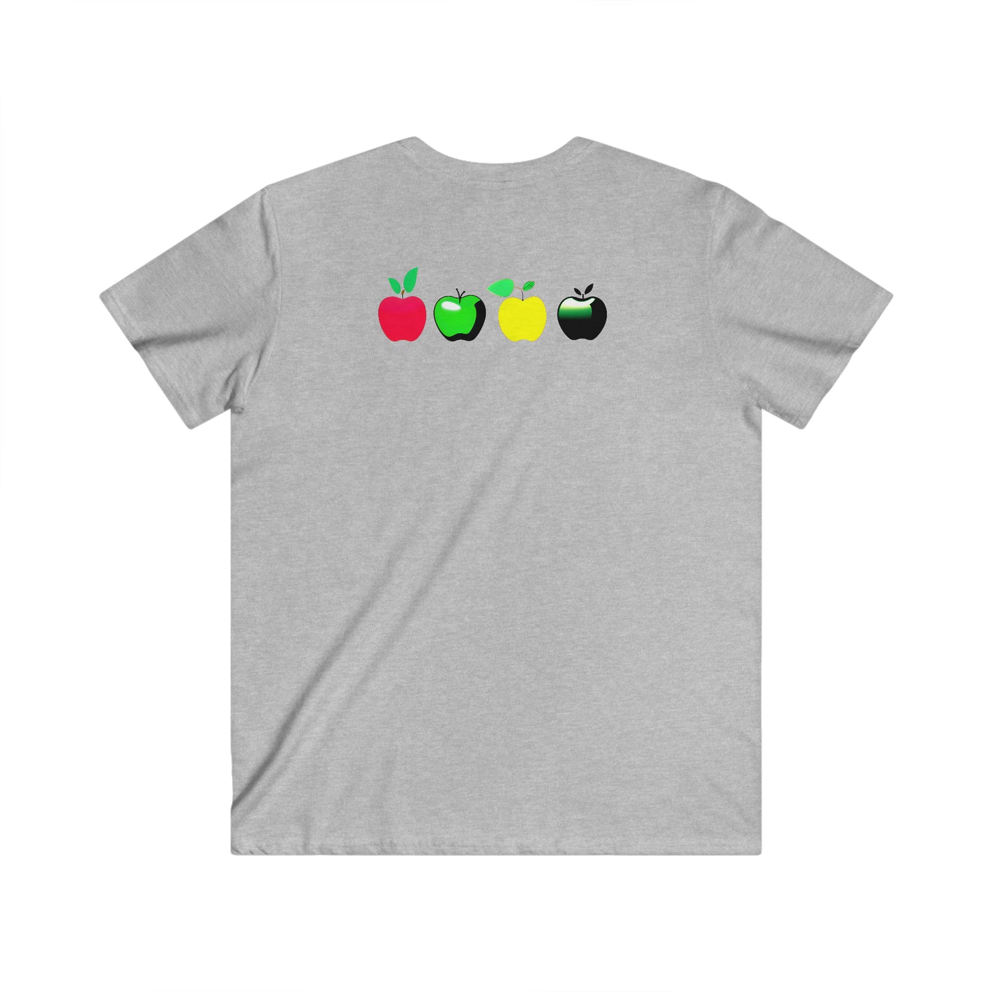 Men's Fitted V-Neck Tee - Inspire Collection: Metallic Apple Elegance