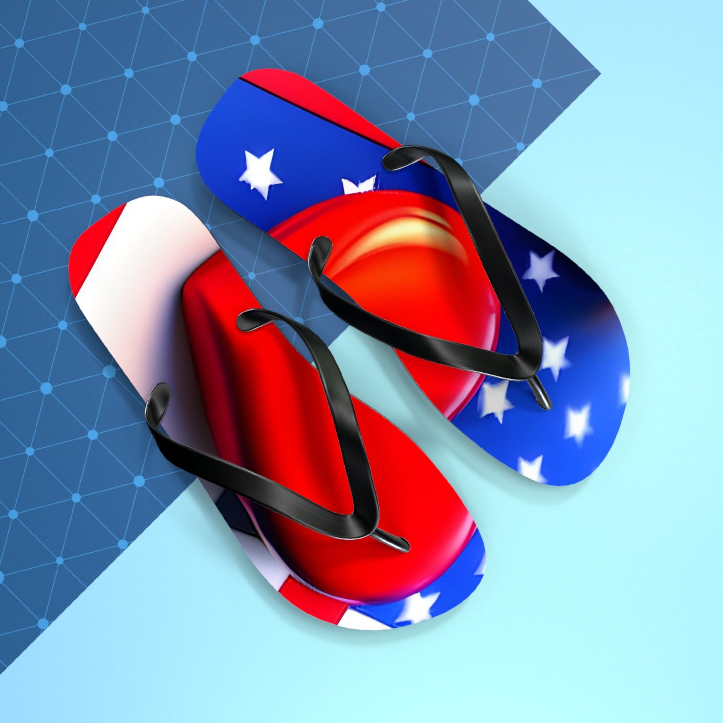 USA Pride in Every Step: Heart and Flag Flip Flops