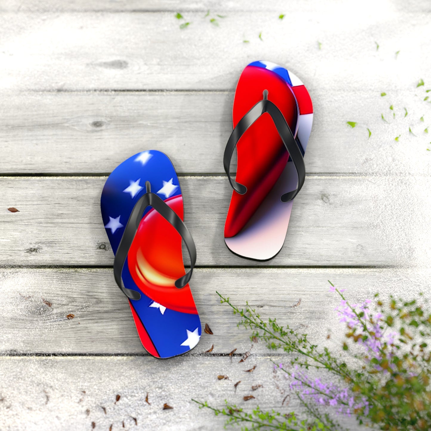 USA Pride in Every Step: Heart and Flag Flip Flops