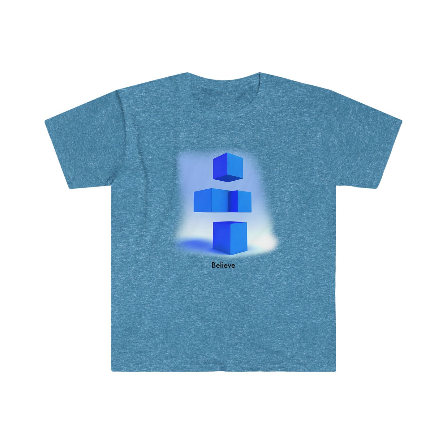 Believe in Blue: Abstract 3D Blocks Unisex T-Shirt