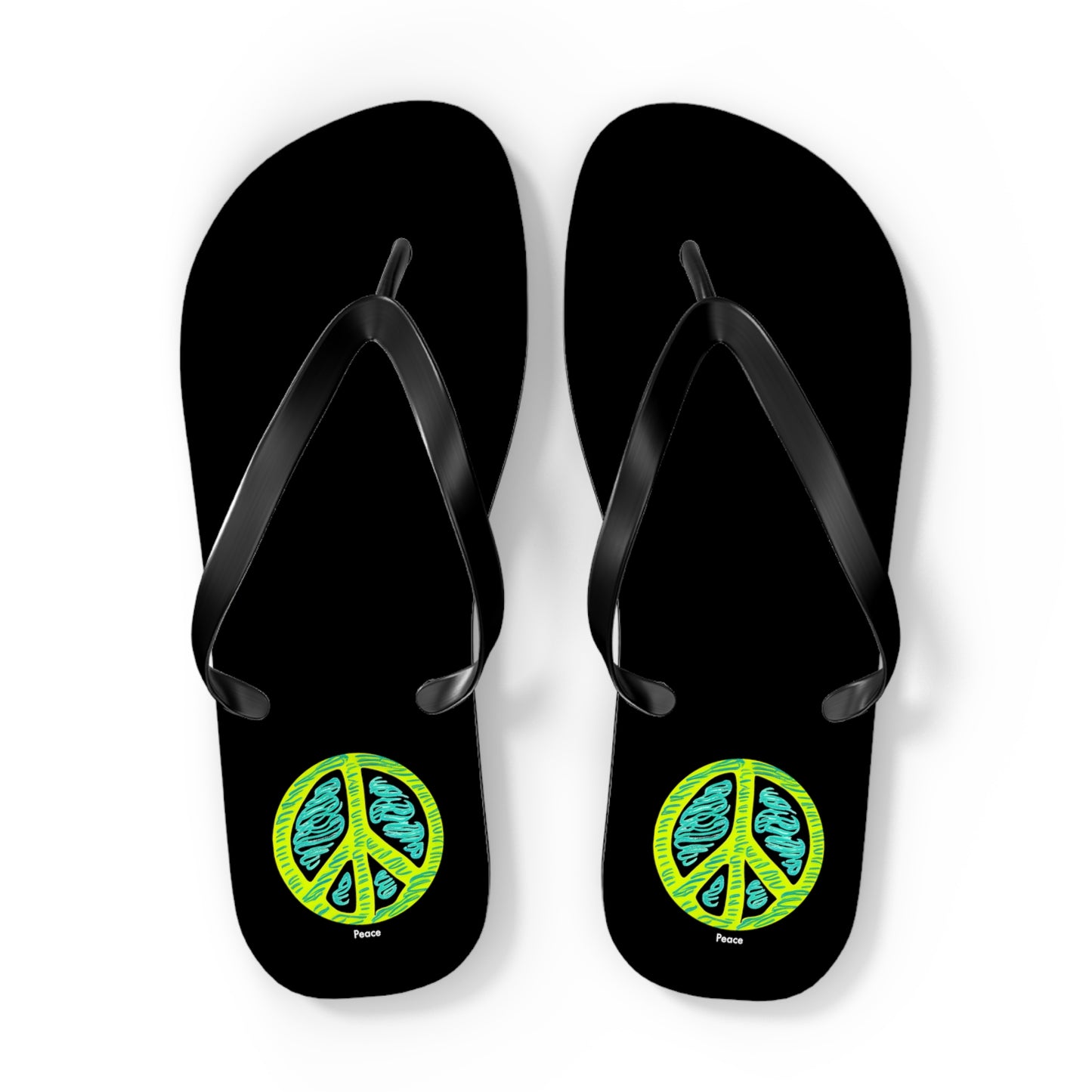 Tranquil Vibes: Pastel Peace Sign Unisex Flip Flops