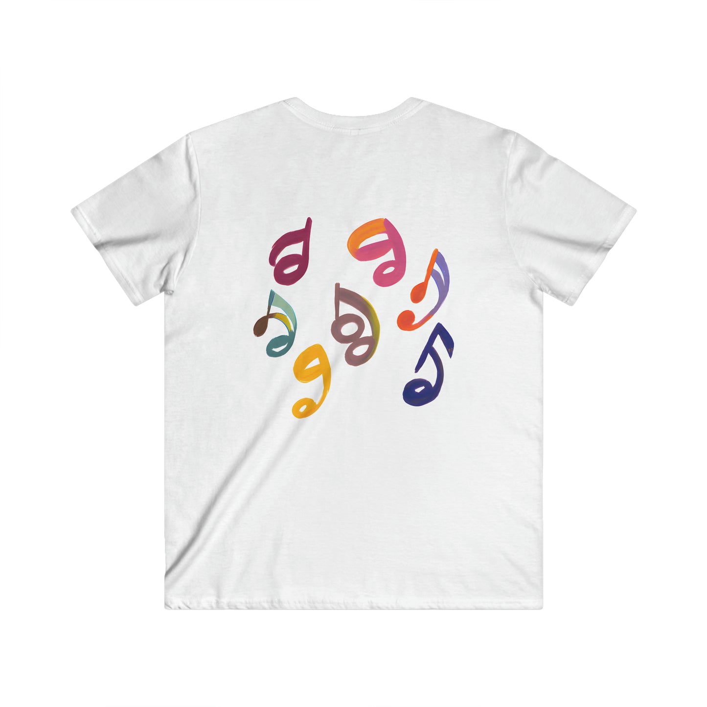 Vibrant Melodies: Men's Inspire V-Neck Tee with Colorful Notes