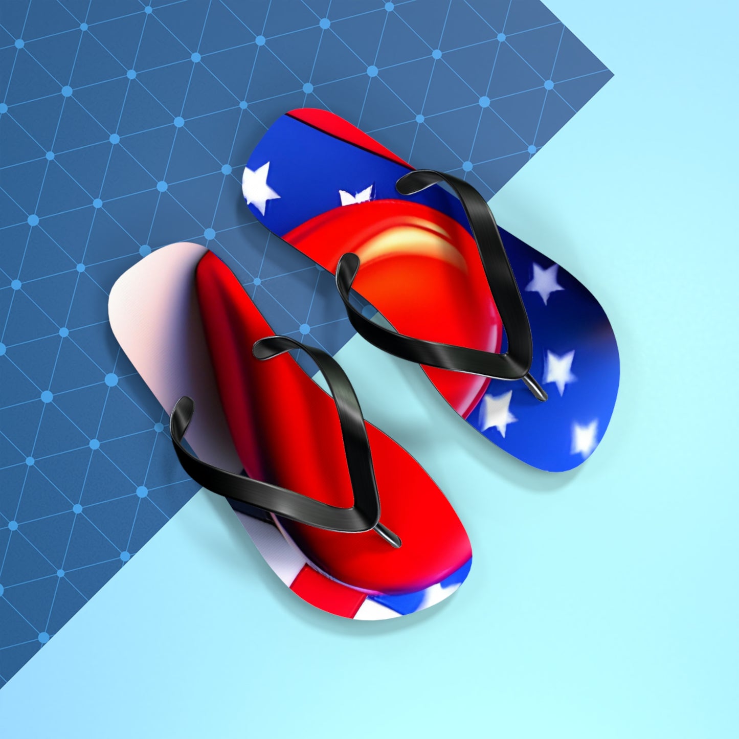 USA Pride in Every Step: Heart and Flag Flip Flops