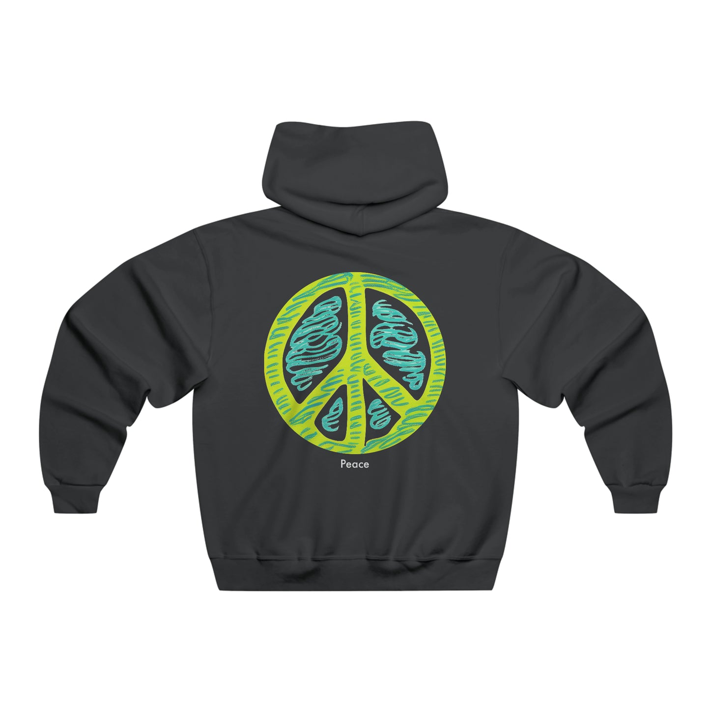 Tranquil Harmony: Minimalist Peace Sign Hooded Sweatshirt for Men