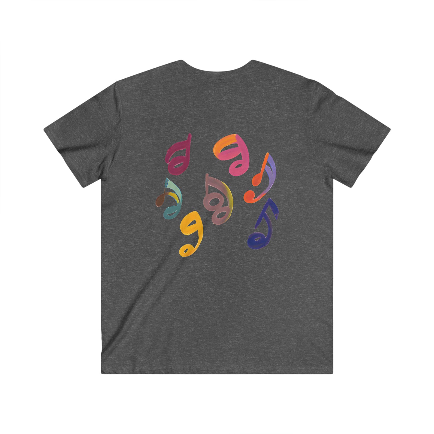 Vibrant Melodies: Men's Inspire V-Neck Tee with Colorful Notes