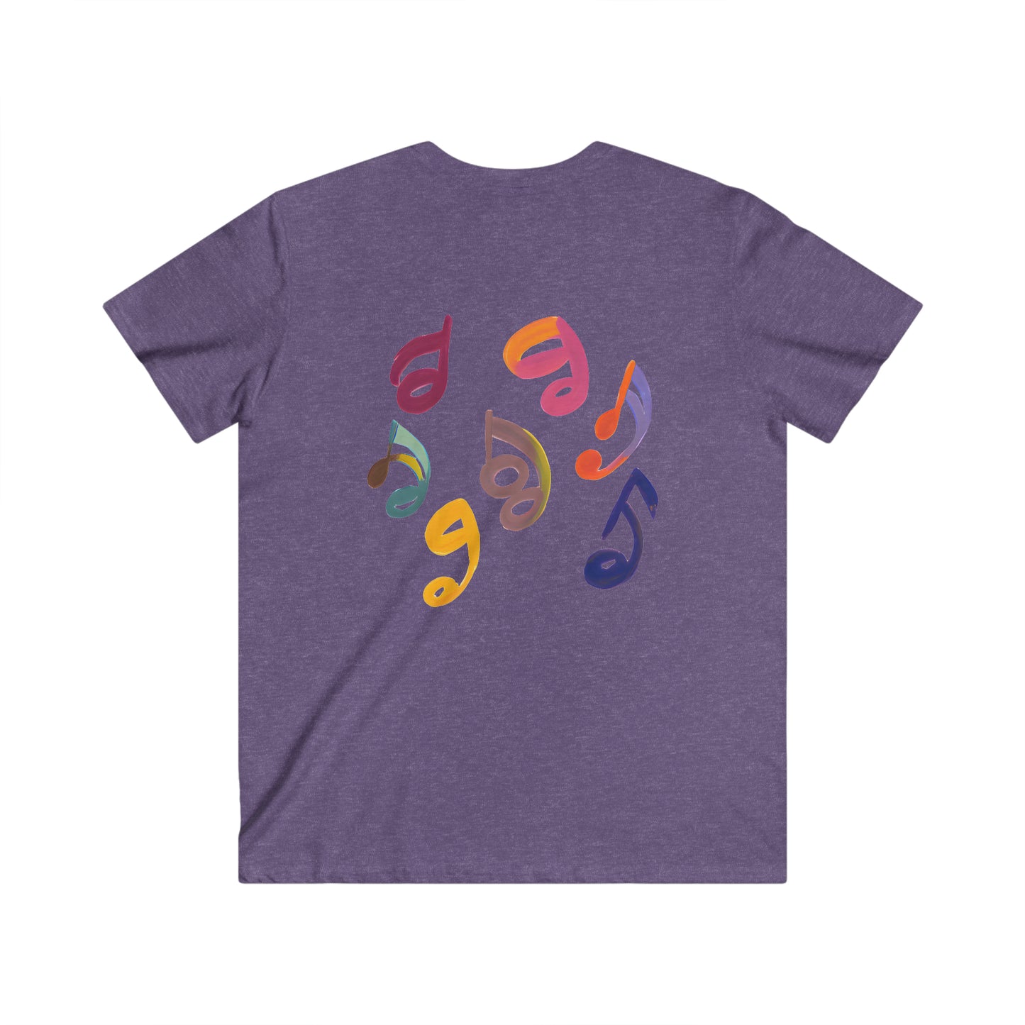 Vibrant Melodies: Men's Inspire V-Neck Tee with Colorful Notes