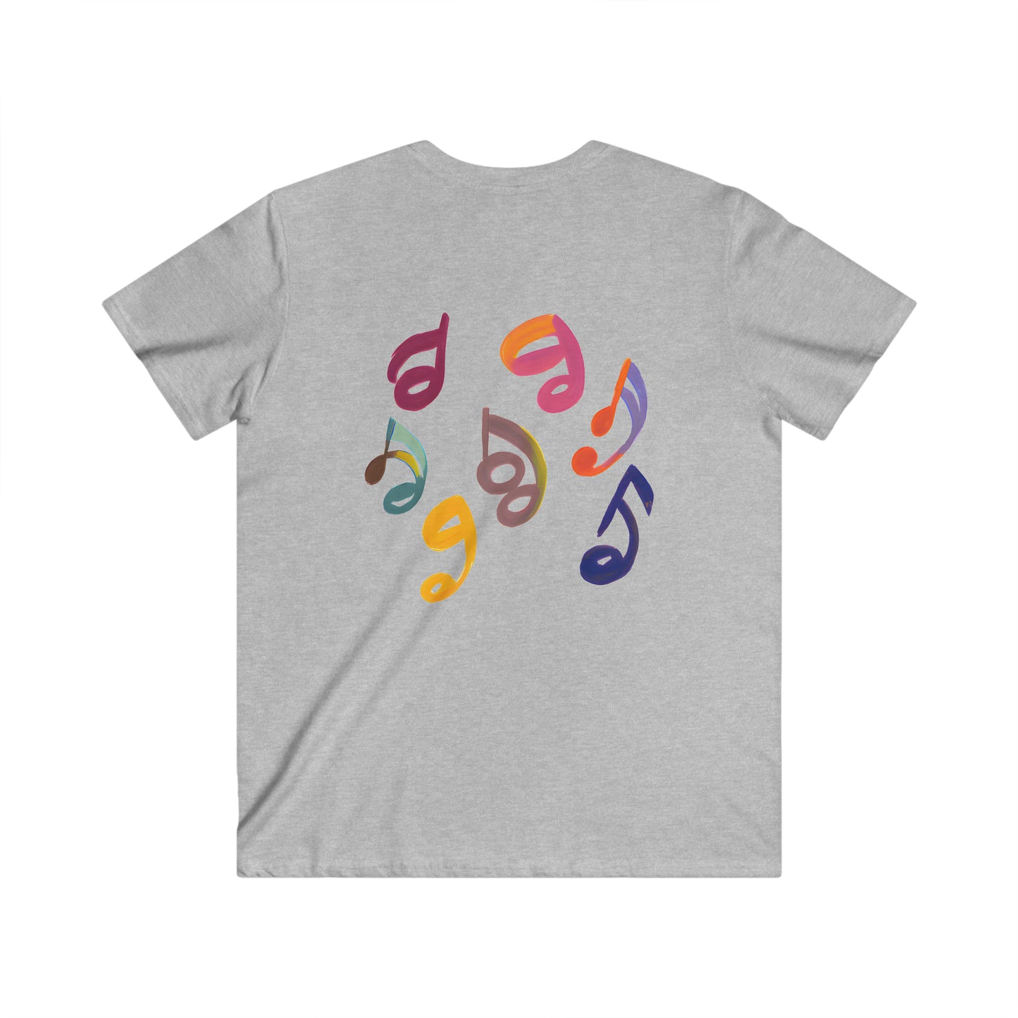 Vibrant Melodies: Men's Inspire V-Neck Tee with Colorful Notes