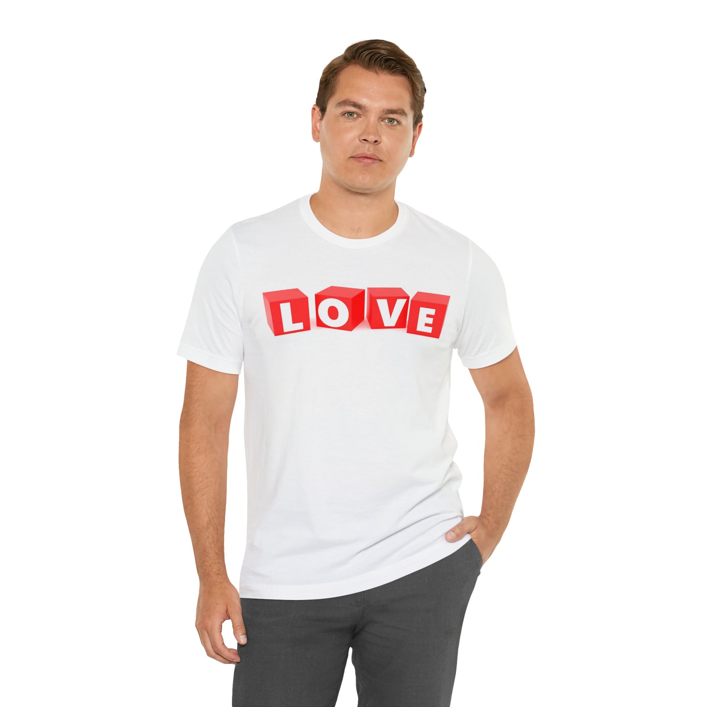 Love Blocks: AI-Generated Playful Cube Letters Short Sleeve Tee