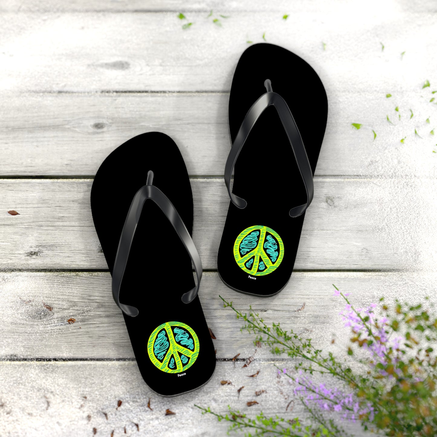 Tranquil Vibes: Pastel Peace Sign Unisex Flip Flops