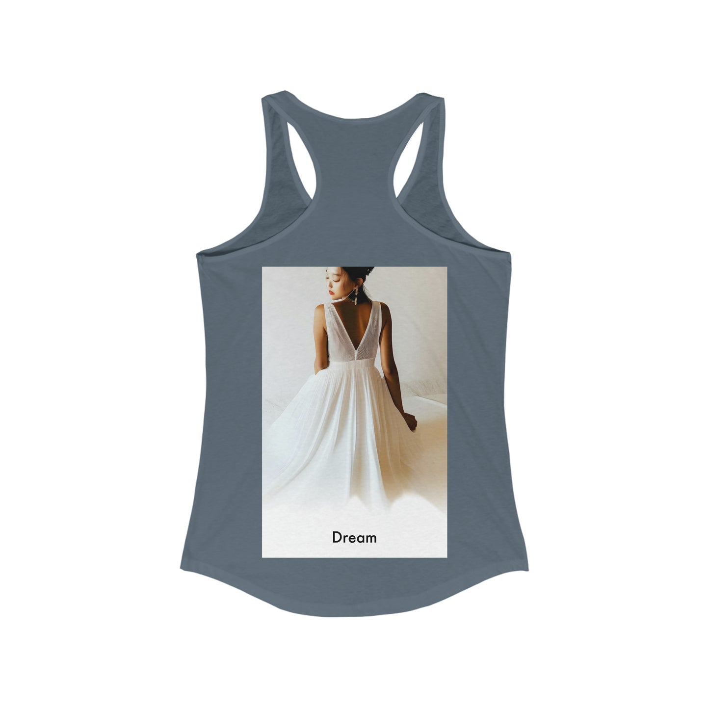 Dreamlike Whispers: Women's Ideal Racerback Tank with AI-Enhanced Wedding Dream