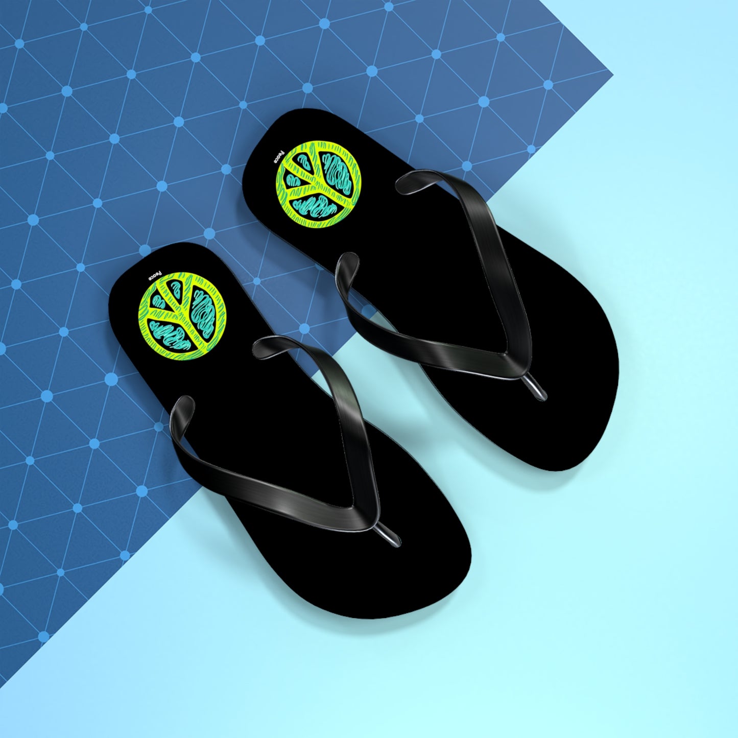 Tranquil Vibes: Pastel Peace Sign Unisex Flip Flops