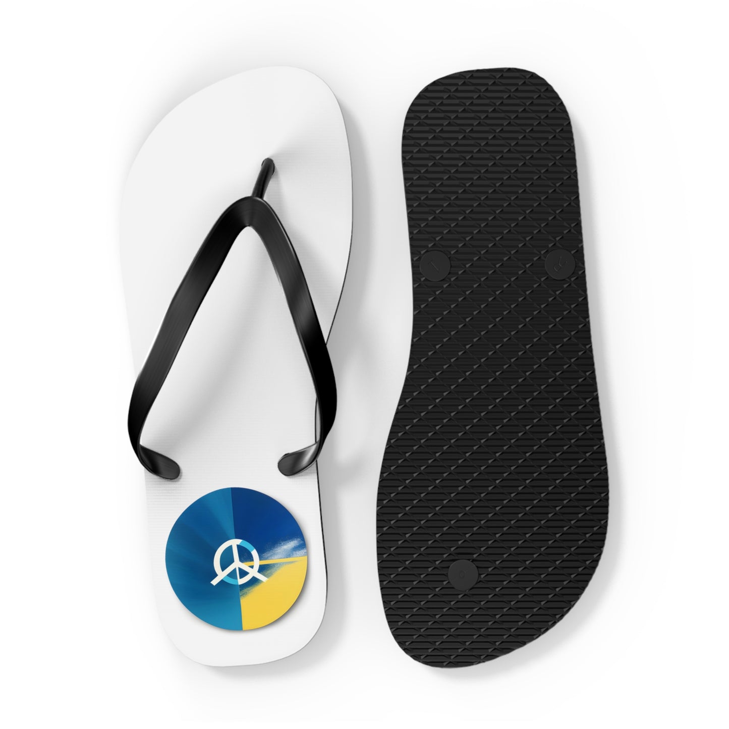 Peaceful Stride: AI Designed Peace Sign Flip Flops