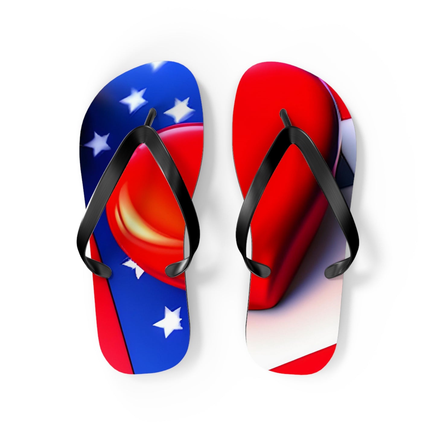 USA Pride in Every Step: Heart and Flag Flip Flops