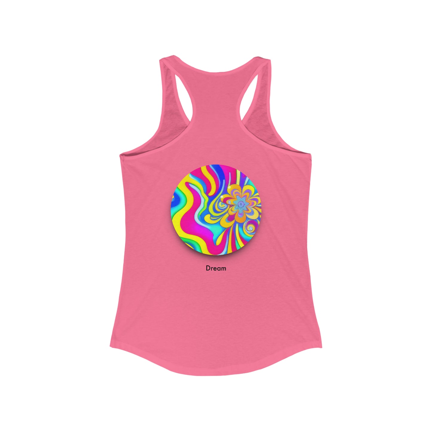 Psychedelic Reverie: Women's Ideal Racerback Tank with AI-Inspired Dream Circle