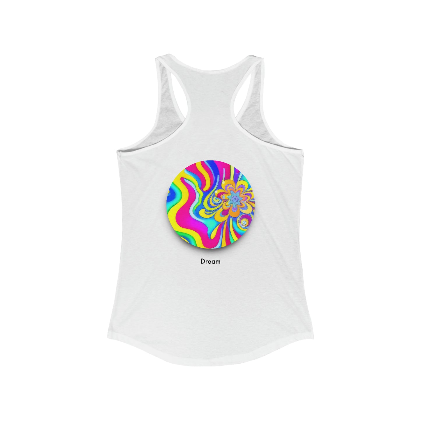 Psychedelic Reverie: Women's Ideal Racerback Tank with AI-Inspired Dream Circle