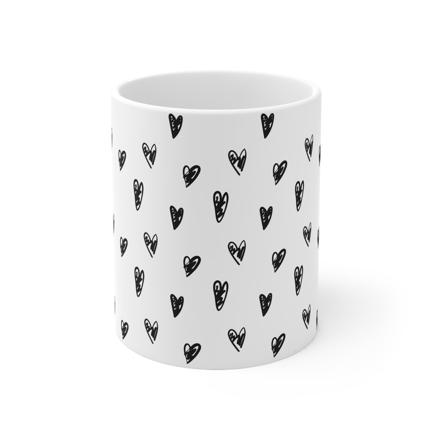 Heartfelt Love: AI-Generated Hand-Drawn Hearts Ceramic Mug