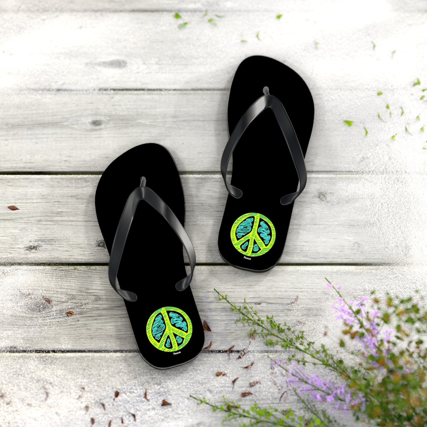 Tranquil Vibes: Pastel Peace Sign Unisex Flip Flops