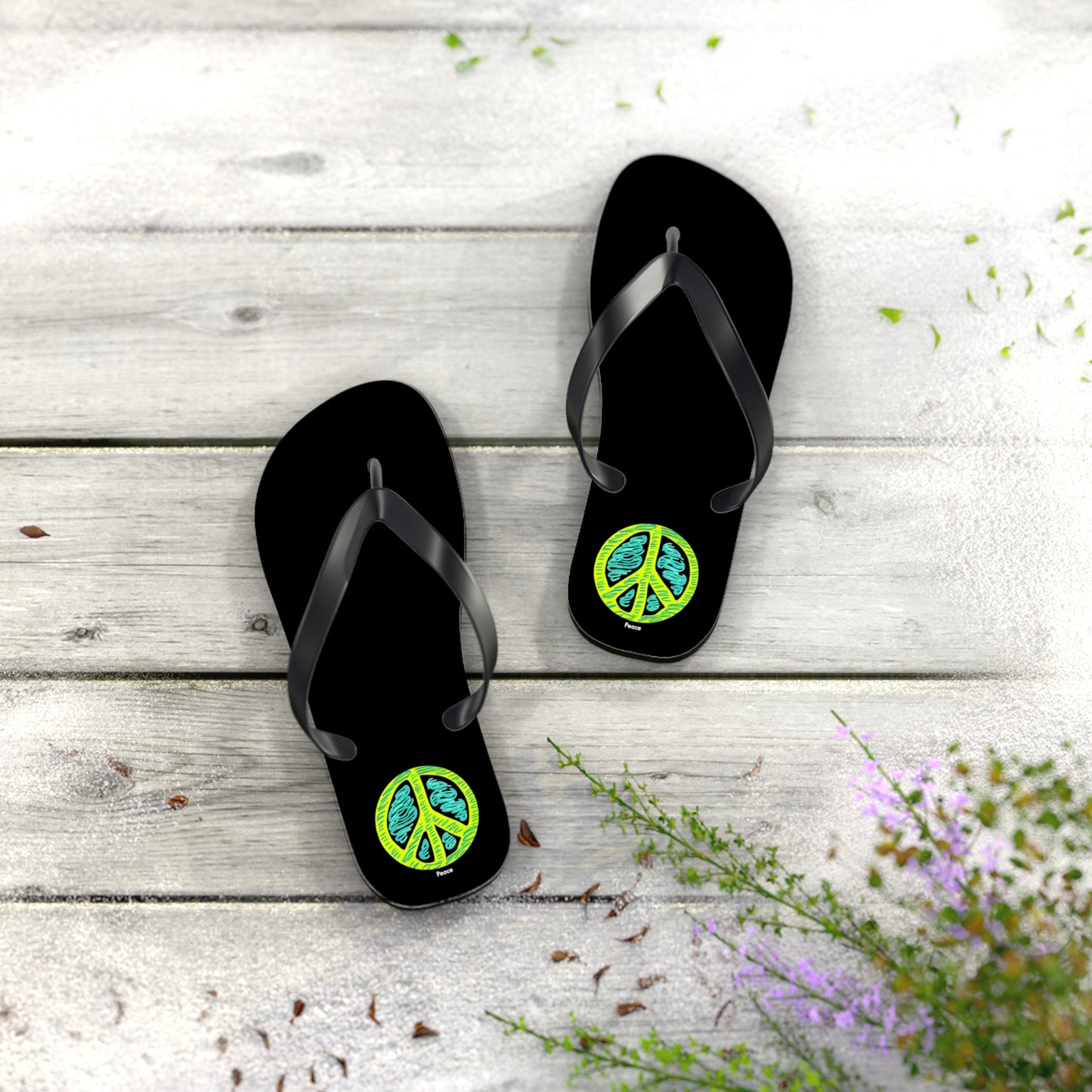 Tranquil Vibes: Pastel Peace Sign Unisex Flip Flops