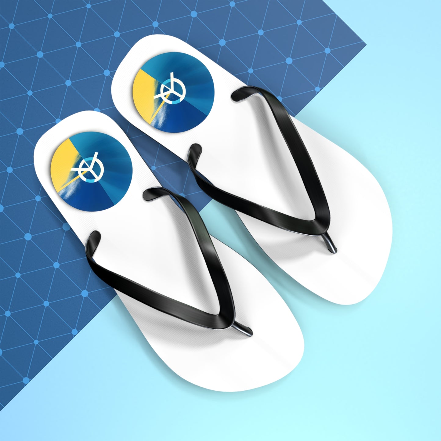 Peaceful Stride: AI Designed Peace Sign Flip Flops