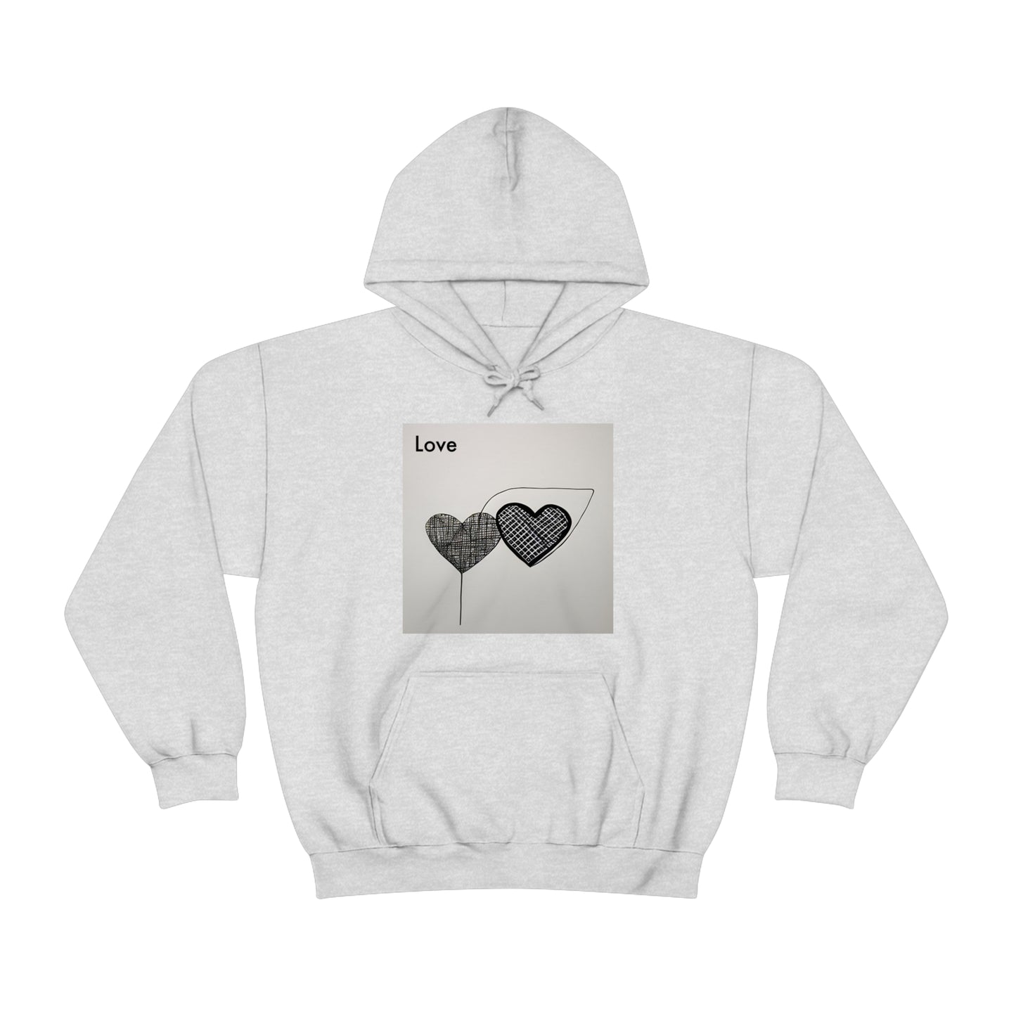 AI Artistry: Minimalist Love Fusion Hooded Sweatshirt