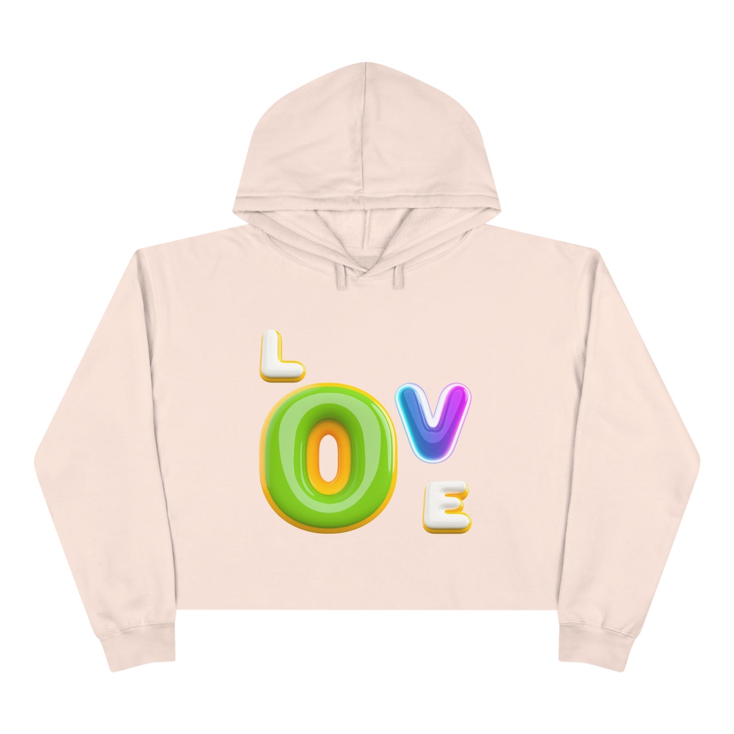 Playful Love: AI-Generated 3D Letter Design Crop Hoodie