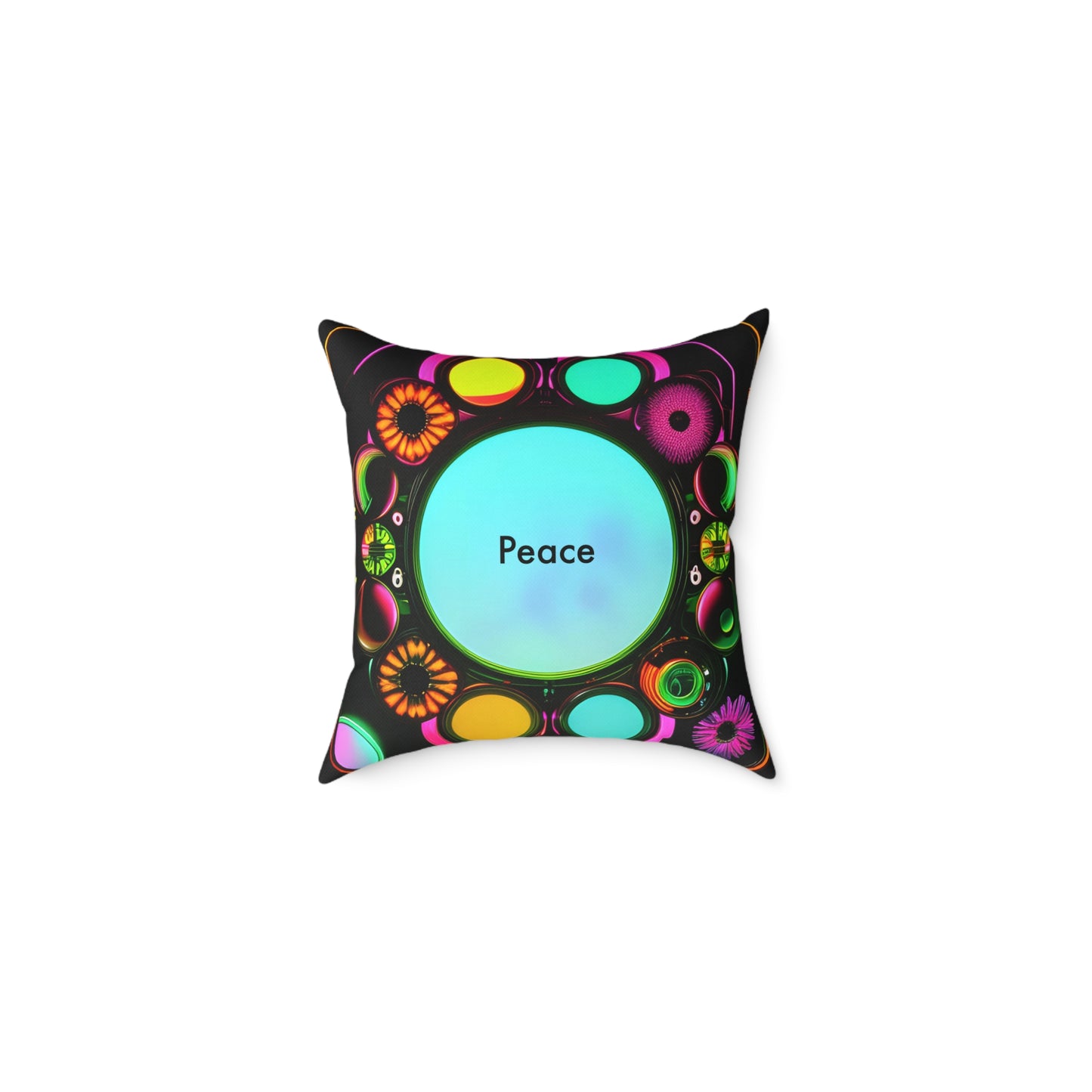 Flower Power: Psychedelic Peace Throw Pillow