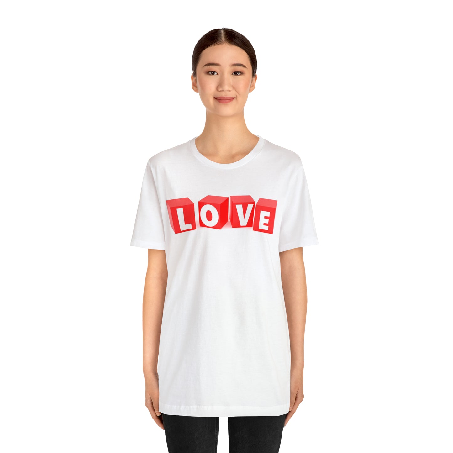 Love Blocks: AI-Generated Playful Cube Letters Short Sleeve Tee