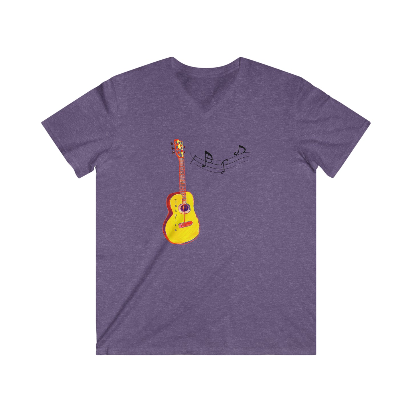 Vibrant Melodies: Men's Inspire V-Neck Tee with Colorful Notes