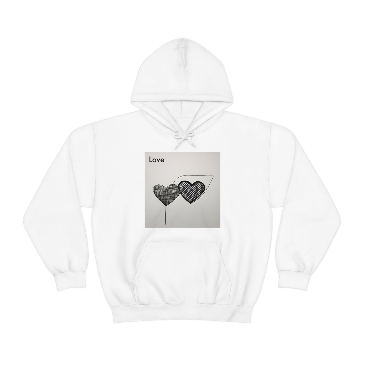 AI Artistry: Minimalist Love Fusion Hooded Sweatshirt