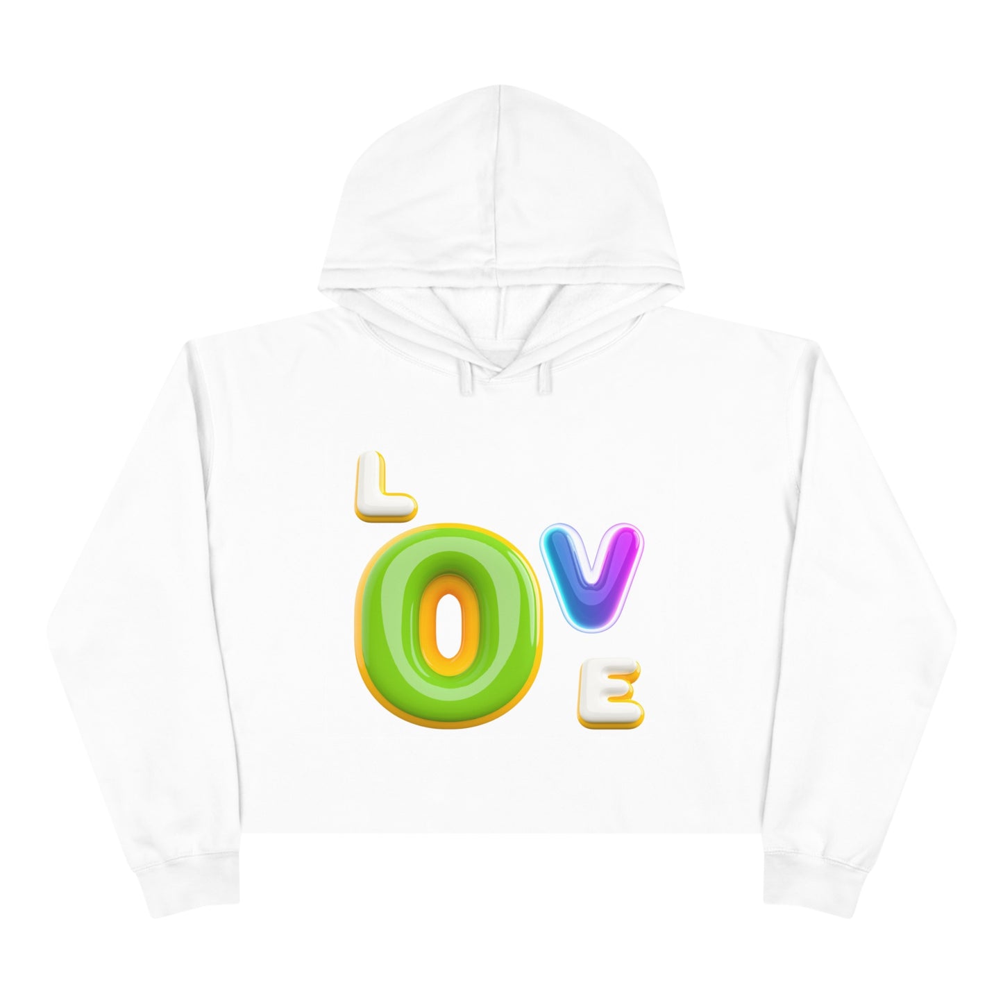 Playful Love: AI-Generated 3D Letter Design Crop Hoodie