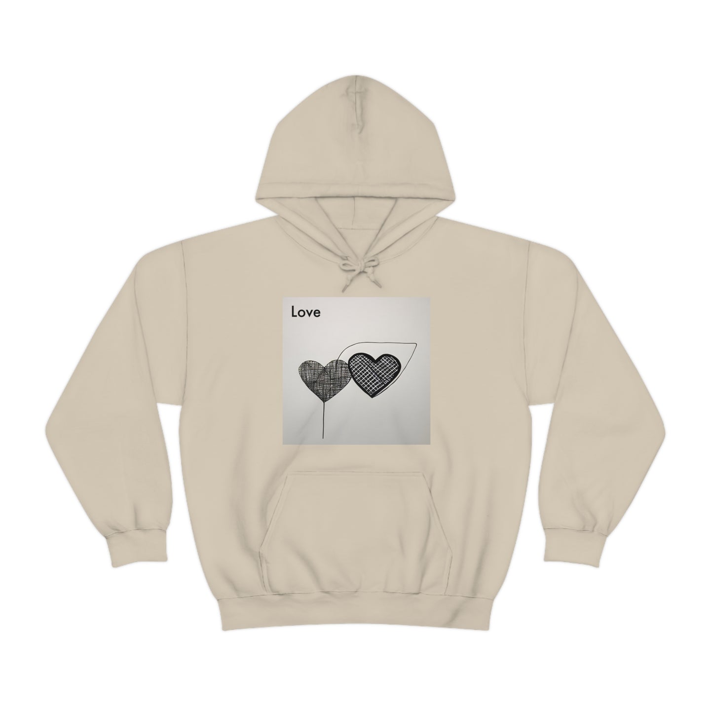 AI Artistry: Minimalist Love Fusion Hooded Sweatshirt