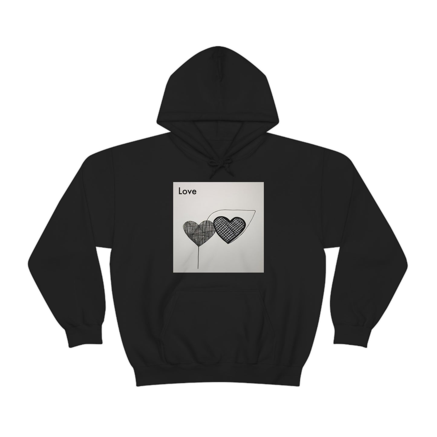 AI Artistry: Minimalist Love Fusion Hooded Sweatshirt