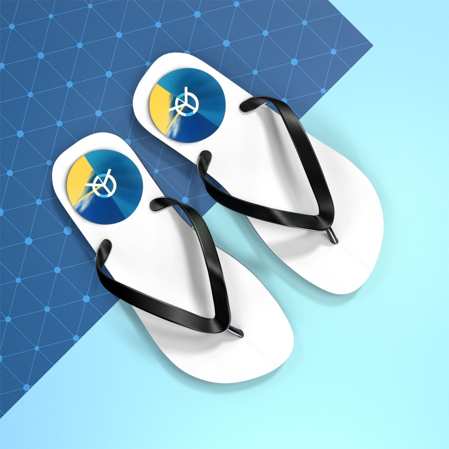 Peaceful Stride: AI Designed Peace Sign Flip Flops