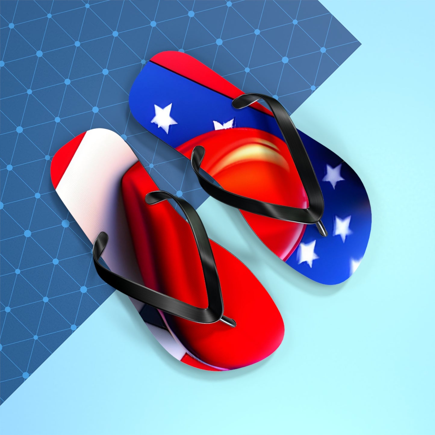 USA Pride in Every Step: Heart and Flag Flip Flops