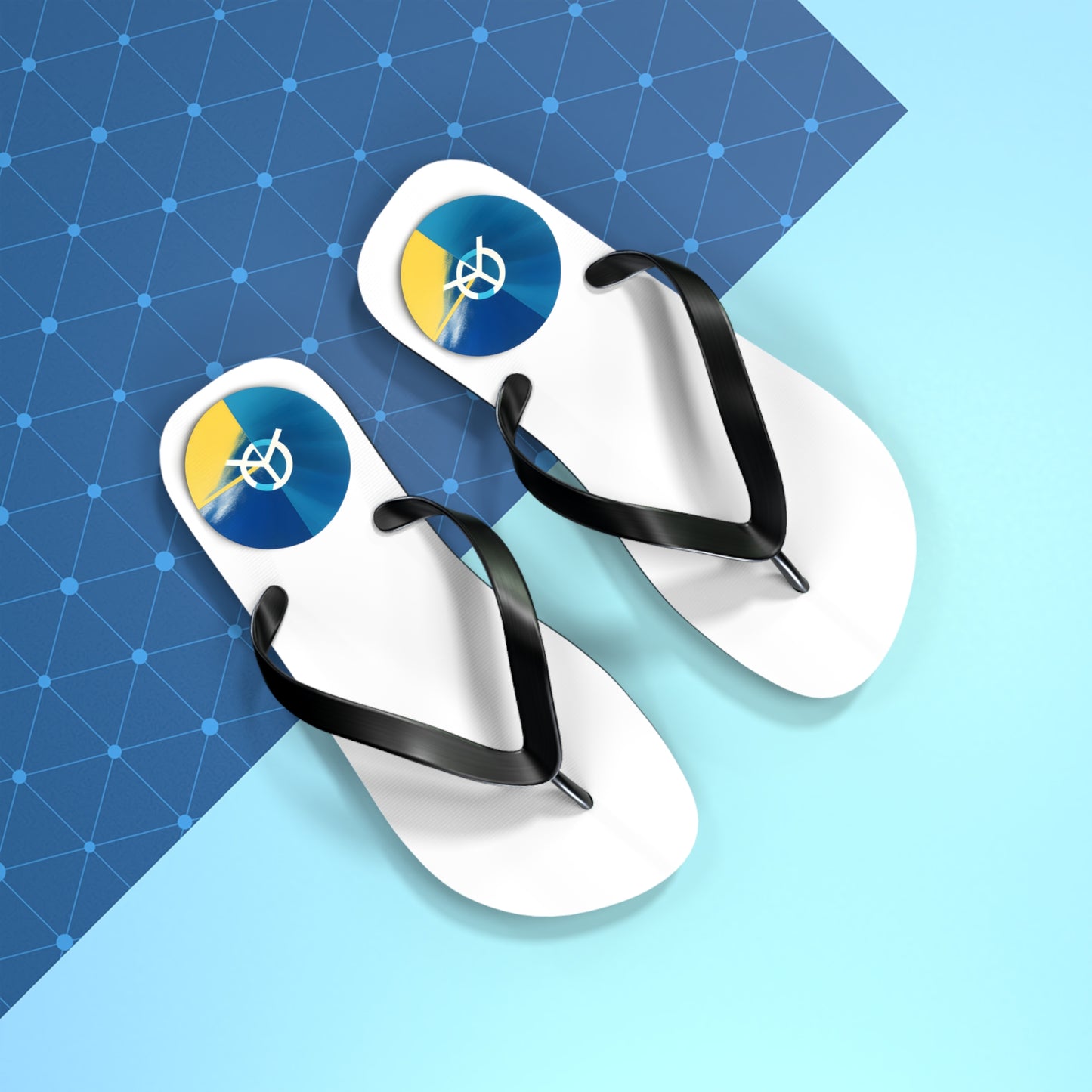 Peaceful Stride: AI Designed Peace Sign Flip Flops