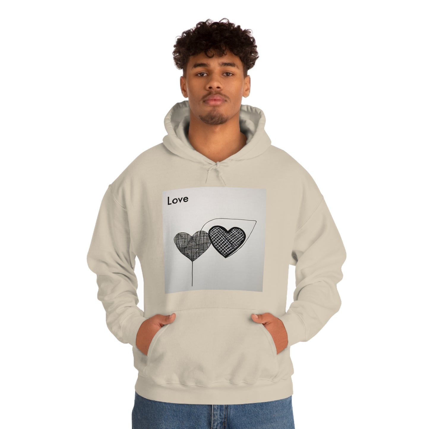 AI Artistry: Minimalist Love Fusion Hooded Sweatshirt