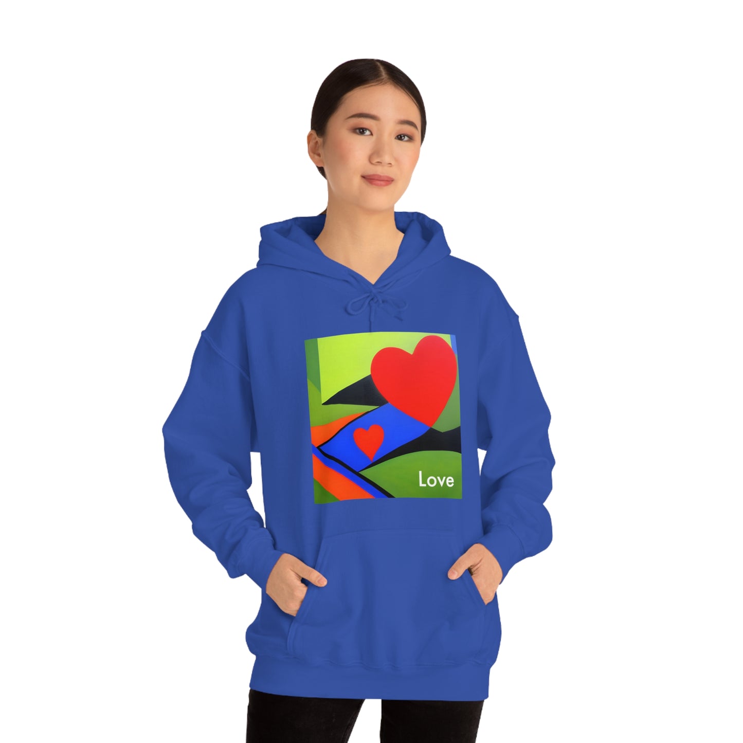 Modern Love Artistry: AI-Inspired Hooded Sweatshirt