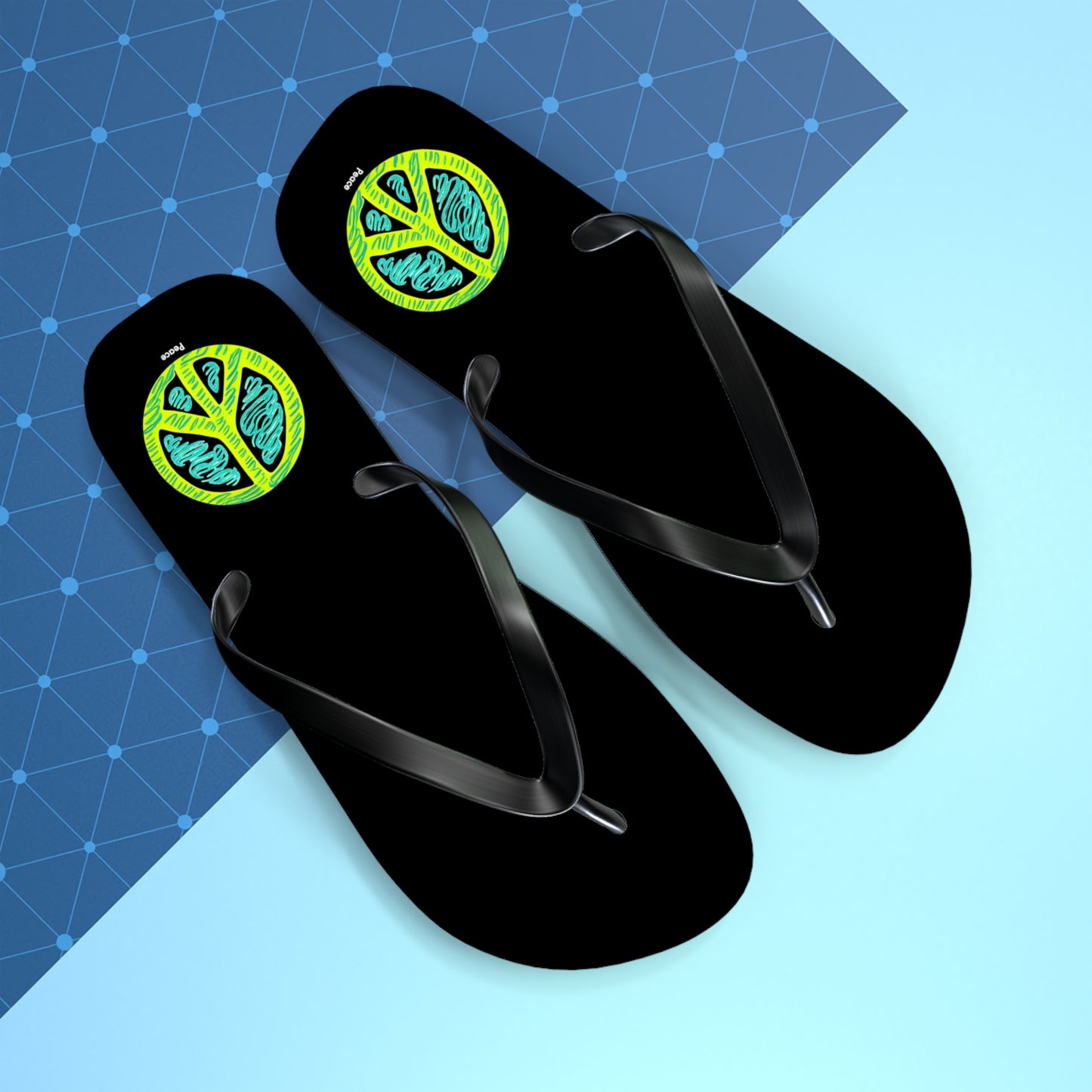 Tranquil Vibes: Pastel Peace Sign Unisex Flip Flops