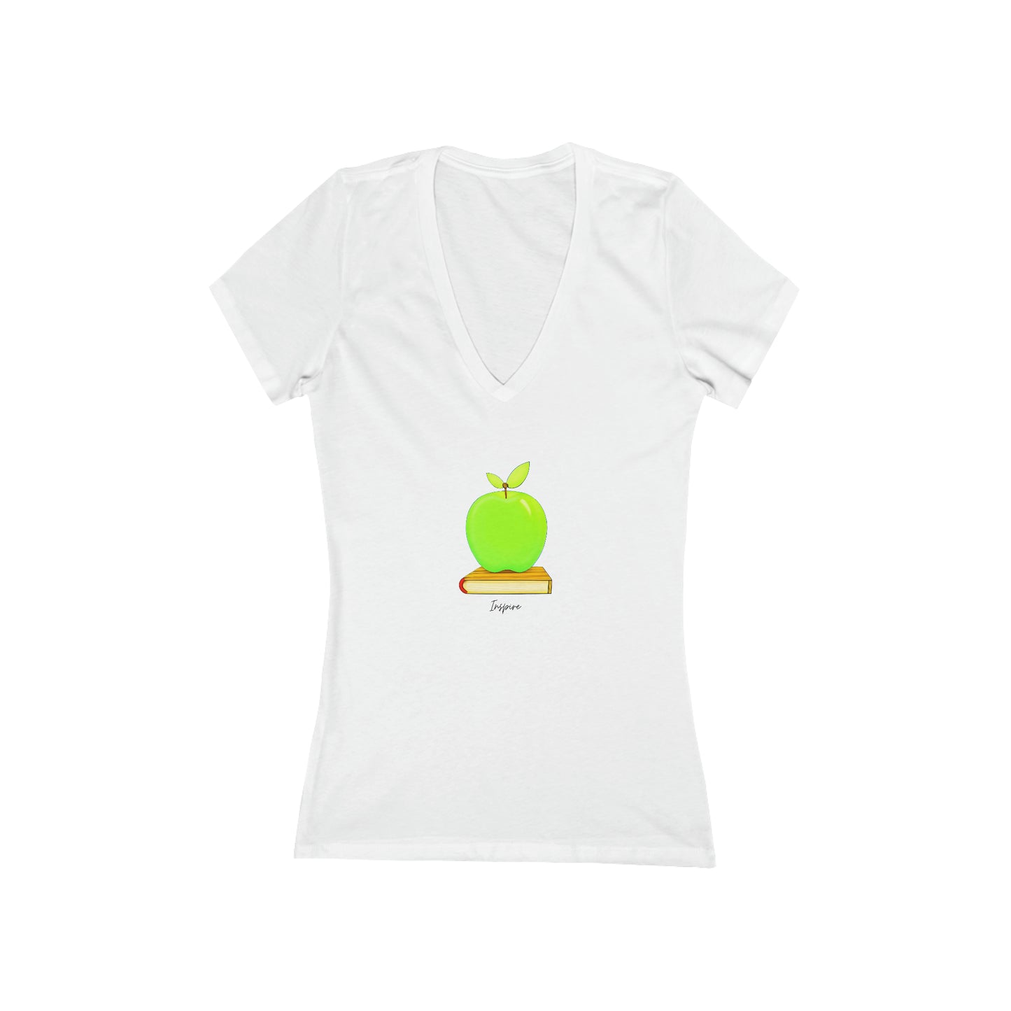 Green Apple Charm V-Neck Tee - Embrace the Power of Inspiration