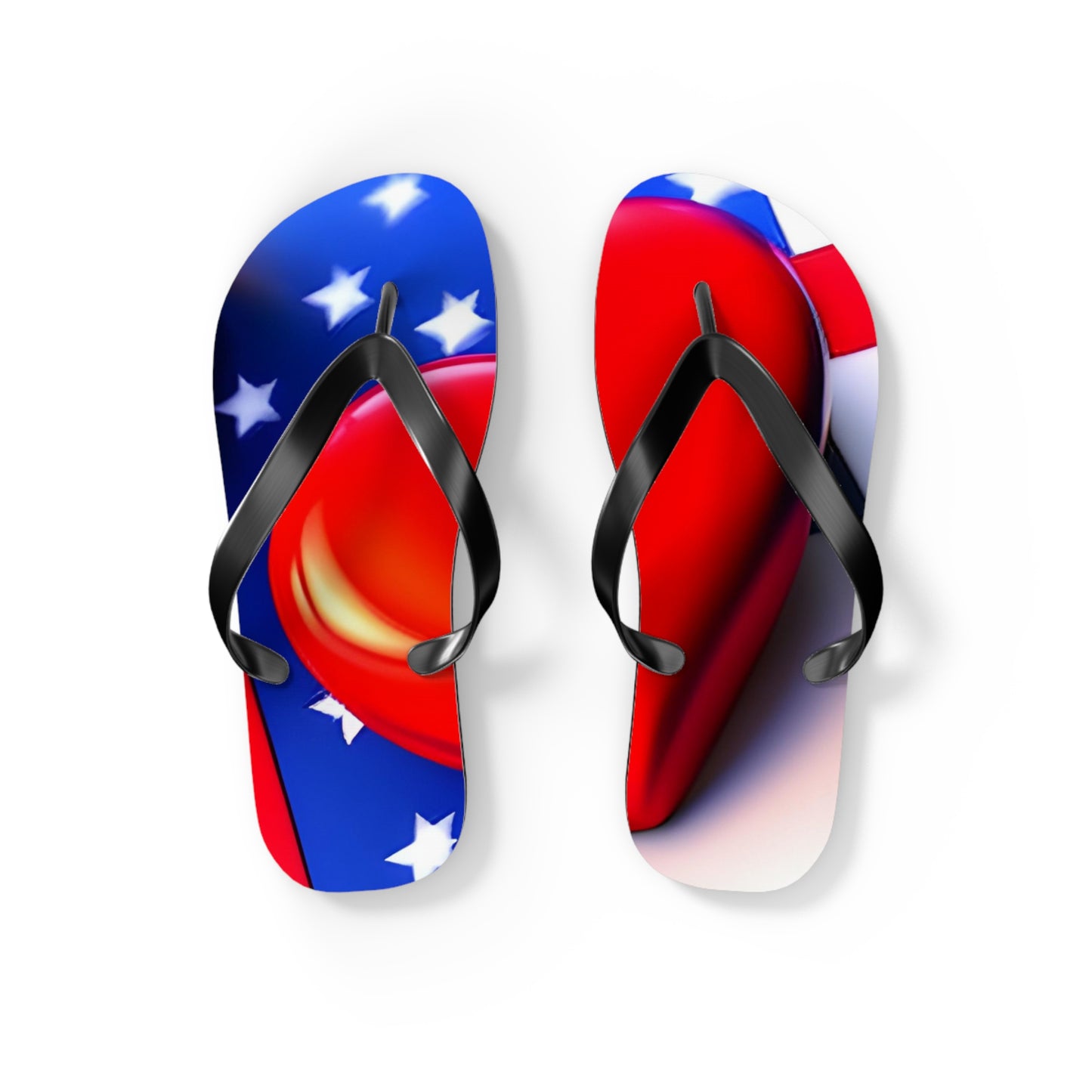 USA Pride in Every Step: Heart and Flag Flip Flops