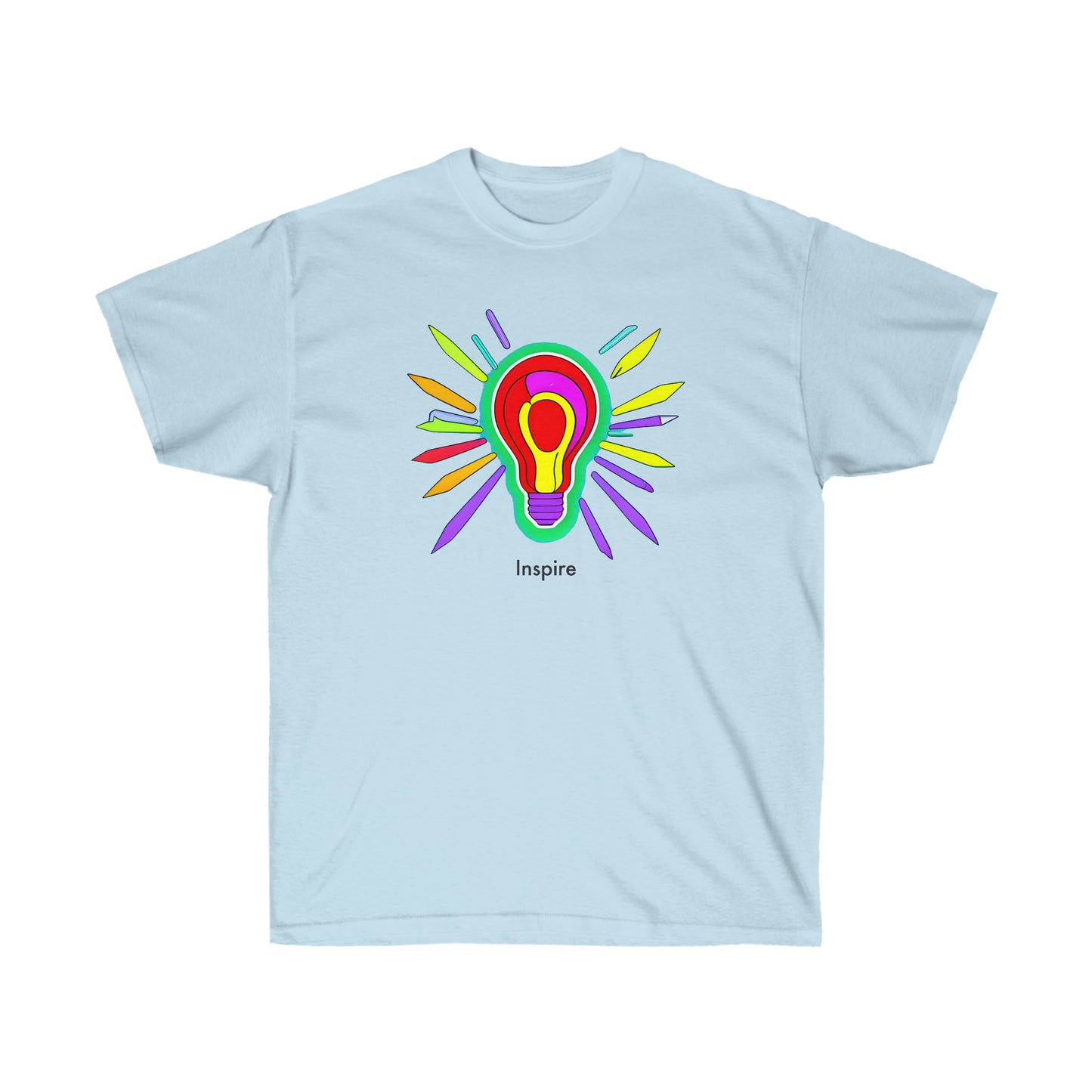 Express Your Creativity: Colorful Light Bulb Inspire Unisex T-Shirt